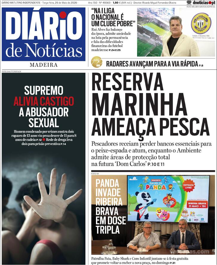 Capa Di�rio de Not�cias da Madeira - 2026-05-26