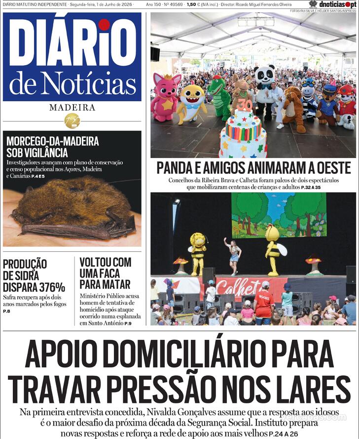 Capa Di�rio de Not�cias da Madeira - 2026-06-01