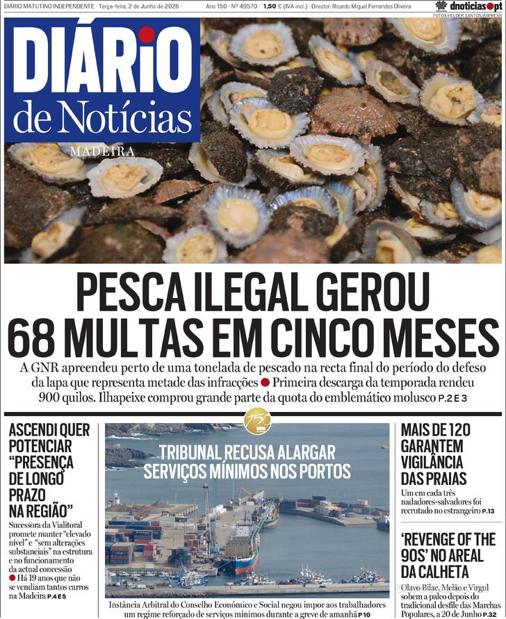 Capa Di�rio de Not�cias da Madeira - 2026-06-02