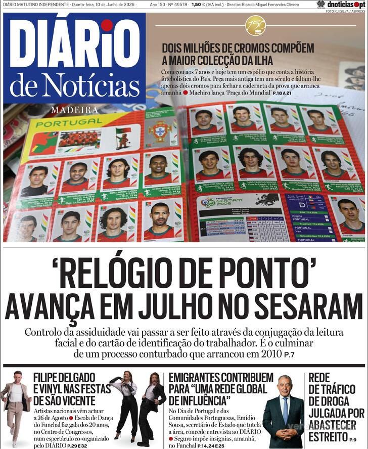 Capa Di�rio de Not�cias da Madeira - 2026-06-10
