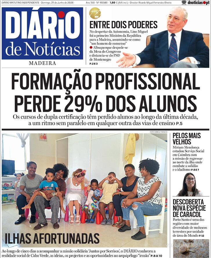 Capa Di�rio de Not�cias da Madeira - 2026-06-21