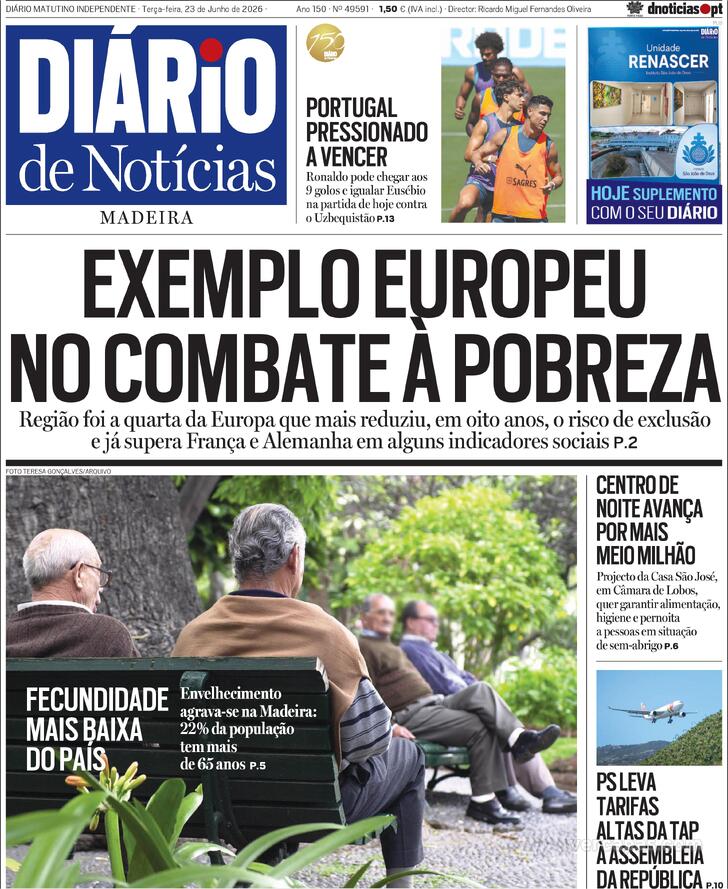 Capa Di�rio de Not�cias da Madeira - 2026-06-23