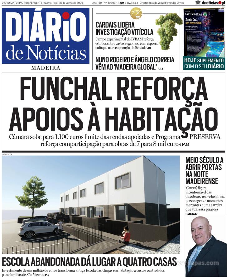 Capa Di�rio de Not�cias da Madeira - 2026-06-25
