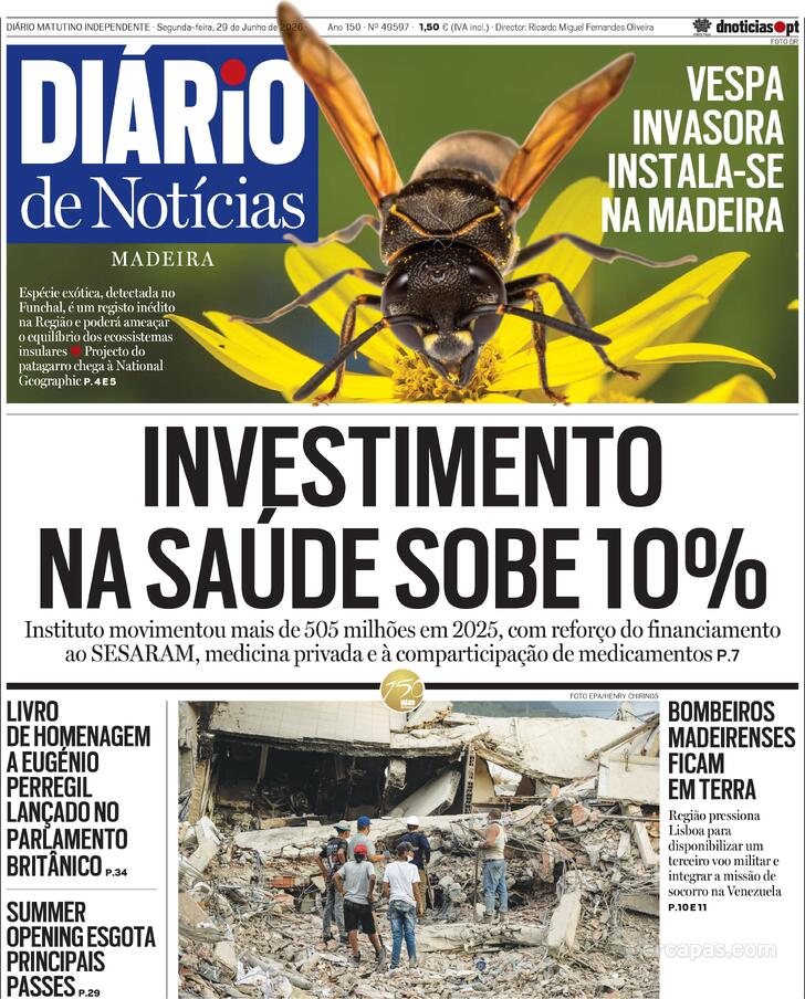 Capa Di�rio de Not�cias da Madeira - 2026-06-29