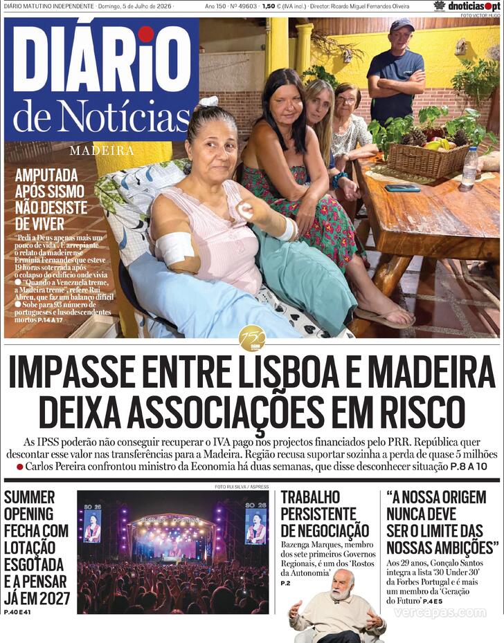 Capa Di�rio de Not�cias da Madeira - 2026-07-05