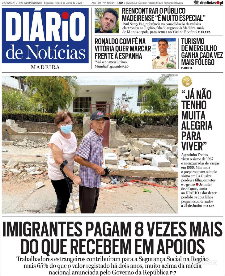 Capa Di�rio de Not�cias da Madeira - 2026-07-06