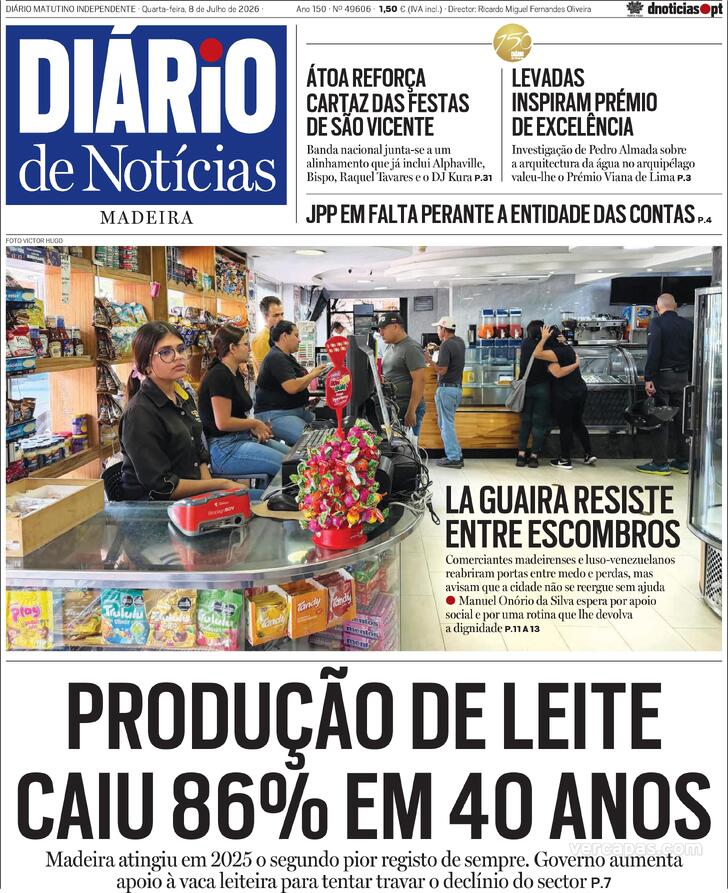 Capa Di�rio de Not�cias da Madeira - 2026-07-08
