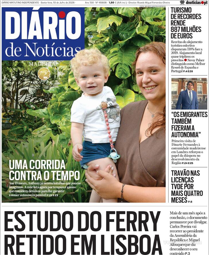 Capa Di�rio de Not�cias da Madeira - 2026-07-10