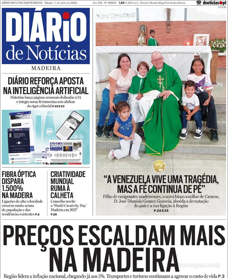 Capa Di�rio de Not�cias da Madeira - 2026-07-11
