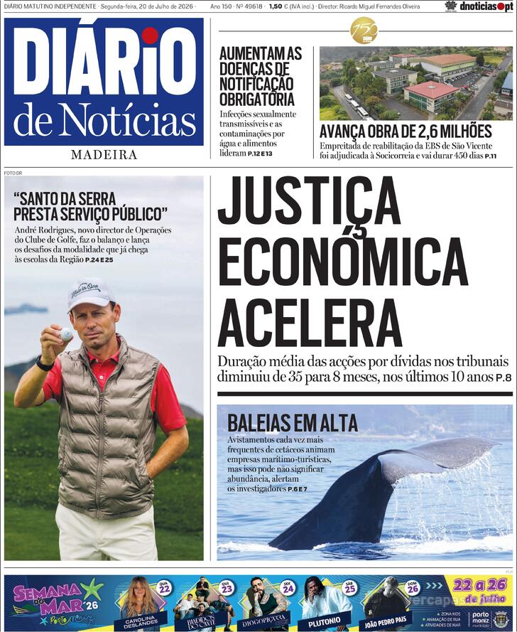 Capa Di�rio de Not�cias da Madeira - 2026-07-20
