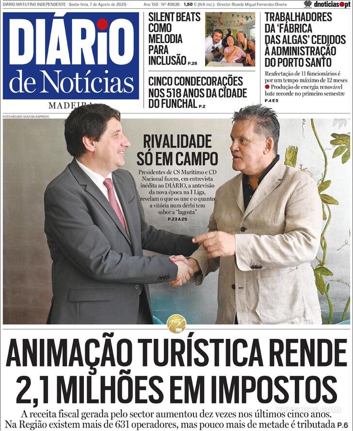 Capa Di�rio de Not�cias da Madeira - 2026-08-07
