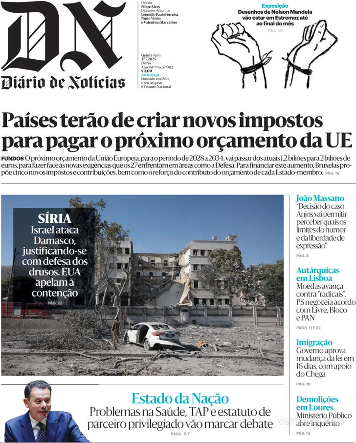 Capa Dirio de Notcias - 2025-07-17