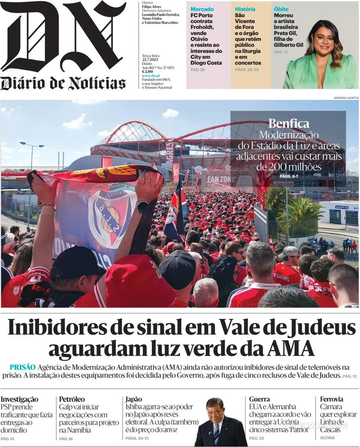 Capa Dirio de Notcias - 2025-07-22