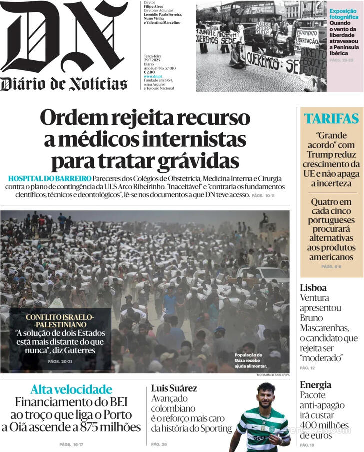 Capa Dirio de Notcias - 2025-07-29