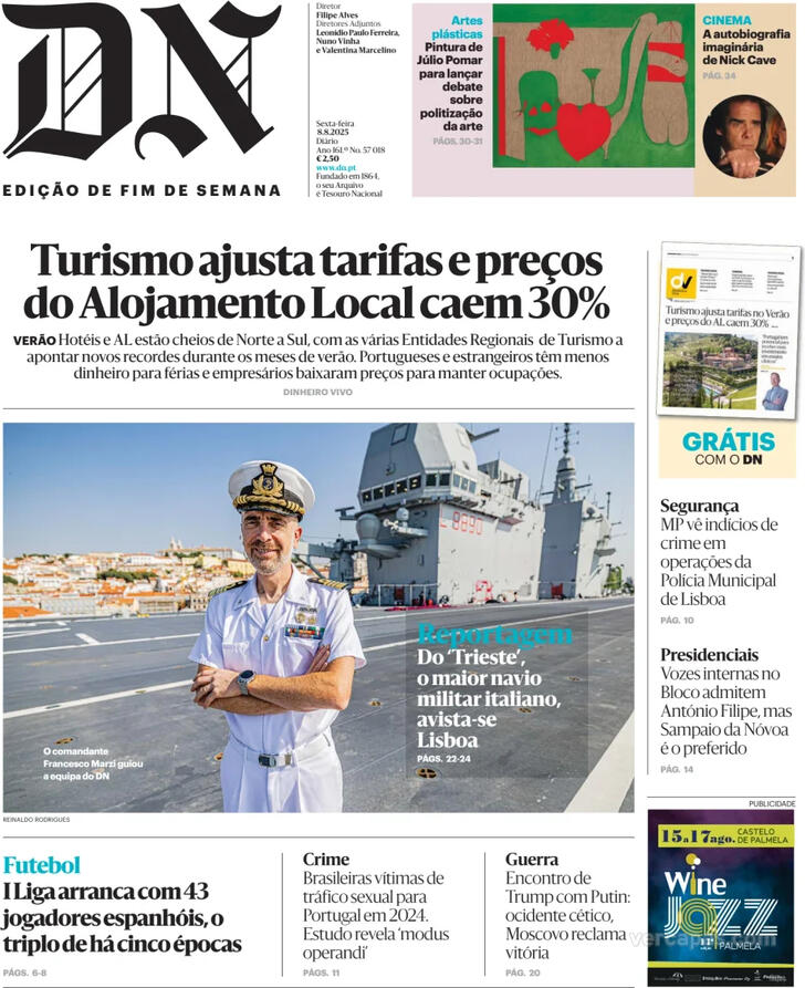 Capa Dirio de Notcias - 2025-08-08