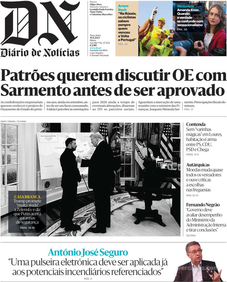 Capa Dirio de Notcias - 2025-08-19