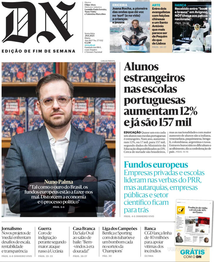 Capa Dirio de Notcias - 2025-08-29
