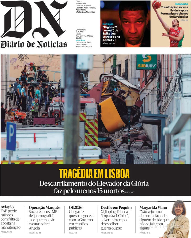 Capa Dirio de Notcias - 2025-09-04