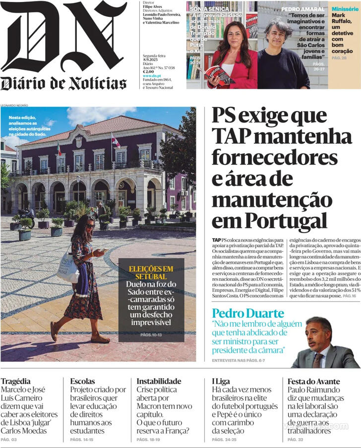 Capa Dirio de Notcias - 2025-09-08