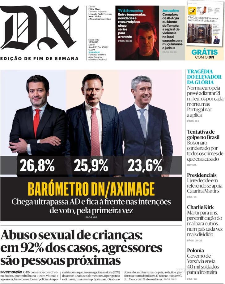 Capa Dirio de Notcias - 2025-09-12