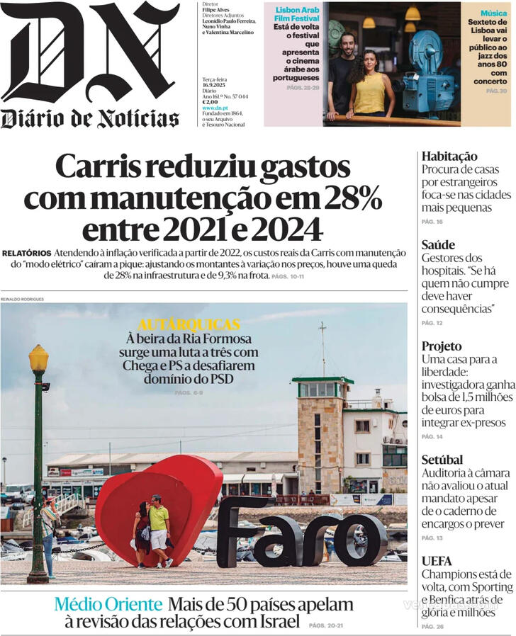 Capa Dirio de Notcias - 2025-09-16