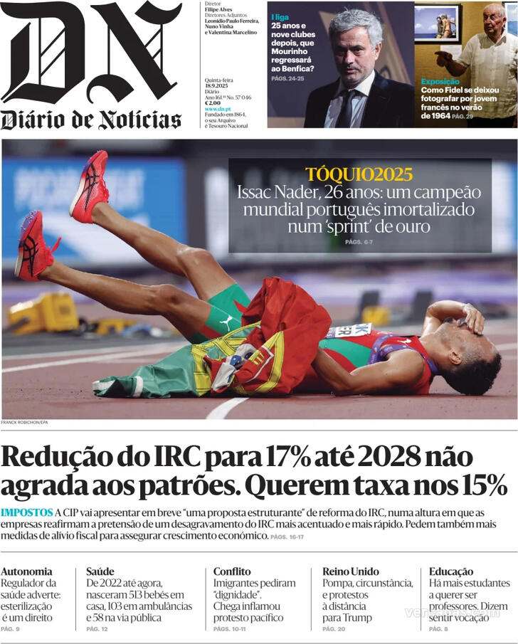 Capa Dirio de Notcias - 2025-09-18