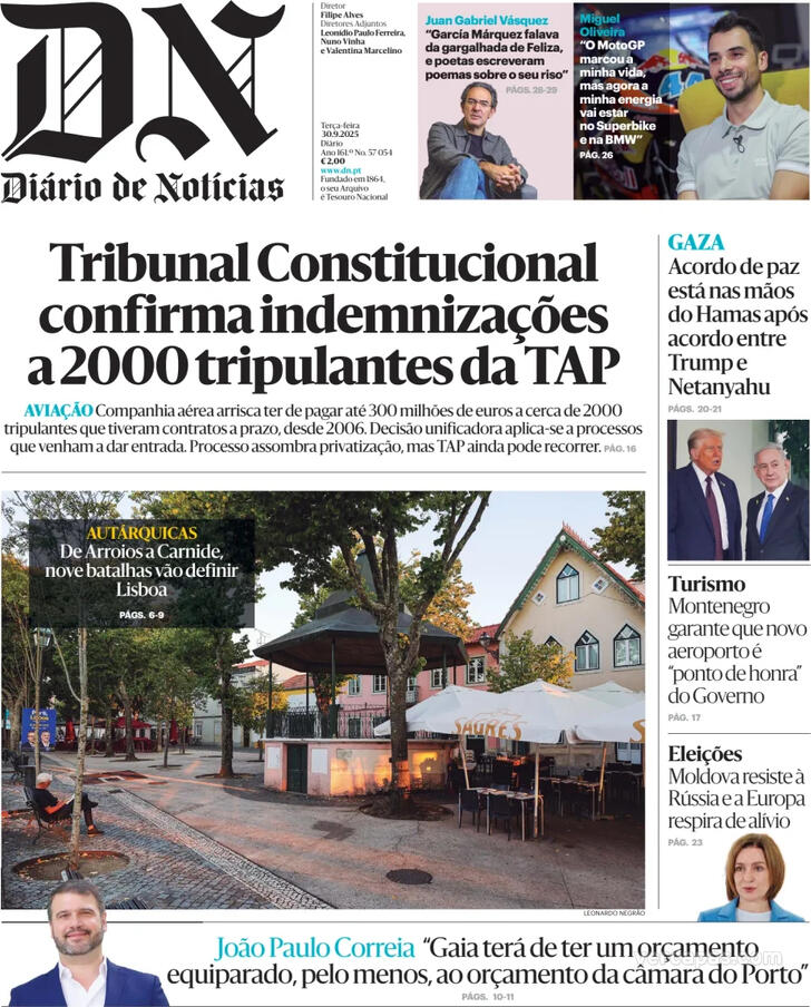 Capa Dirio de Notcias - 2025-09-30