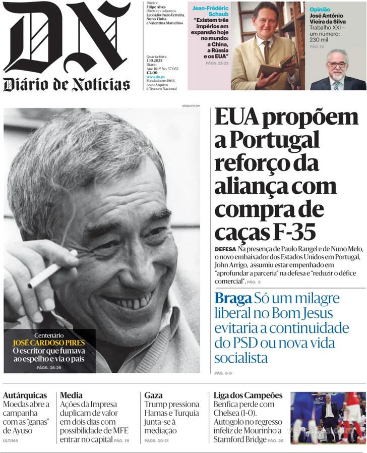 Capa Dirio de Notcias - 2025-10-01