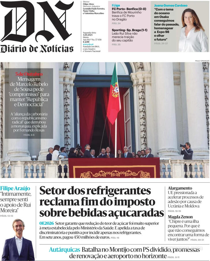 Capa Dirio de Notcias - 2025-10-06