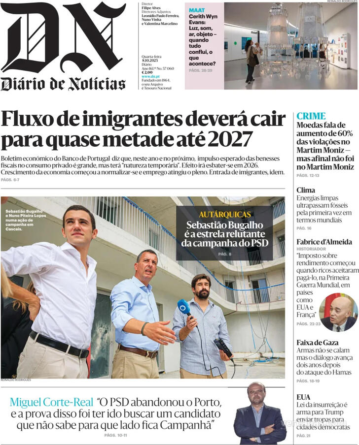 Capa Dirio de Notcias - 2025-10-08