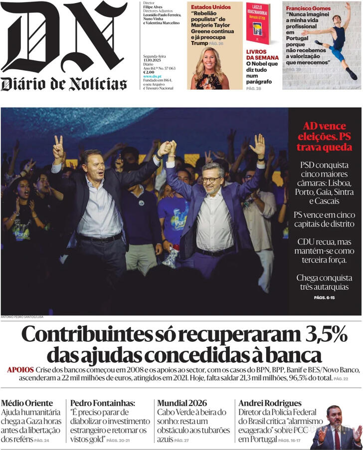 Capa Dirio de Notcias - 2025-10-13