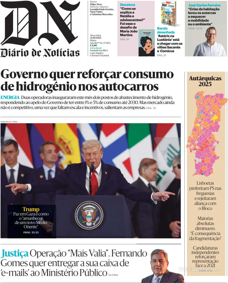 Capa Dirio de Notcias - 2025-10-14