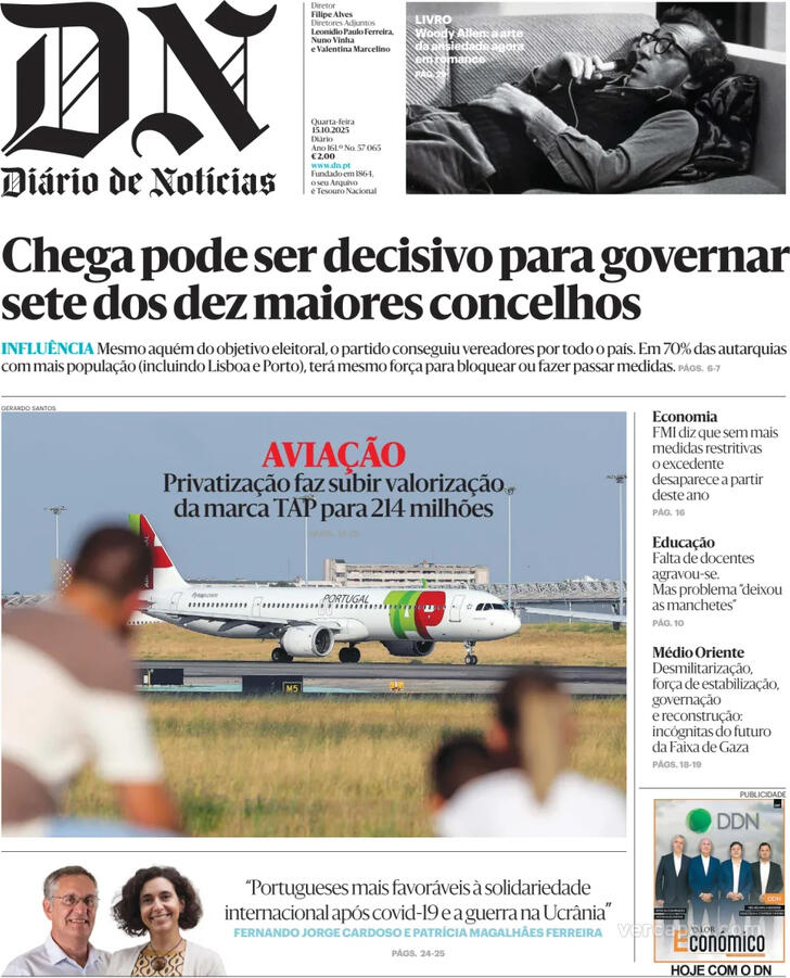 Capa Dirio de Notcias - 2025-10-15