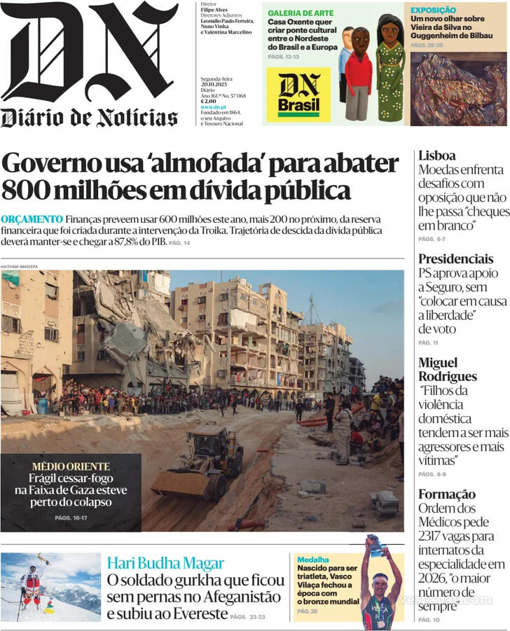 Capa Dirio de Notcias - 2025-10-20