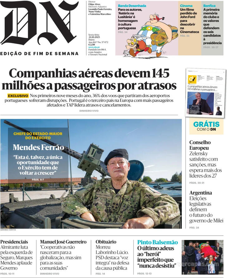 Capa Dirio de Notcias - 2025-10-24