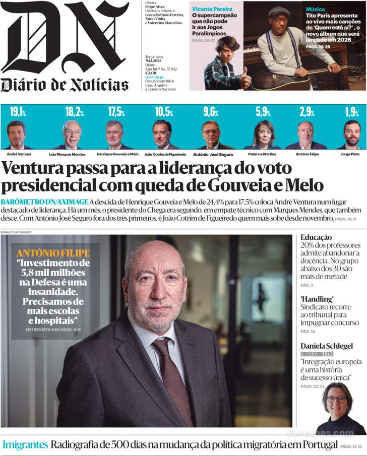 Capa Di�rio de Not�cias - 2025-12-09