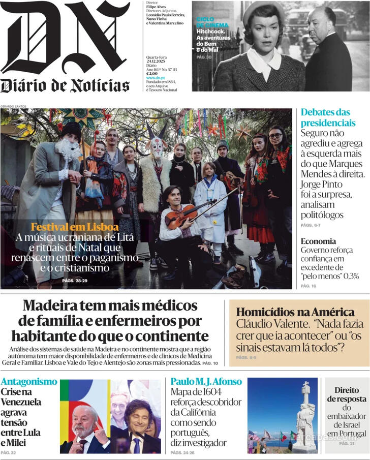 Capa Di�rio de Not�cias - 2025-12-24
