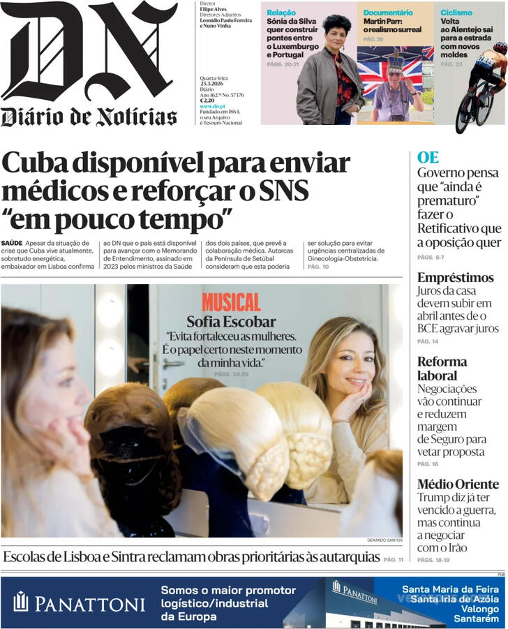 Capa Di�rio de Not�cias - 2026-03-25