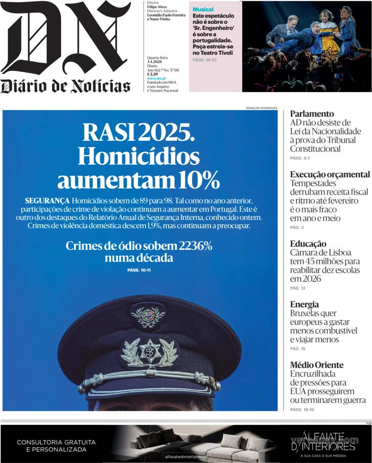Capa Di�rio de Not�cias - 2026-04-01