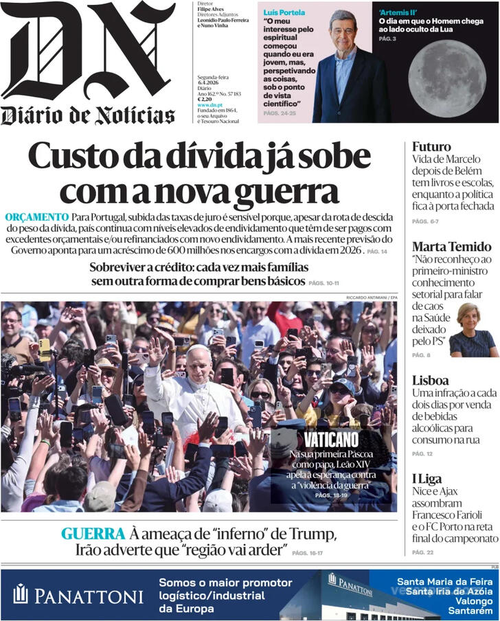 Capa Di�rio de Not�cias - 2026-04-06