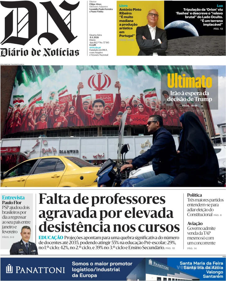 Capa Di�rio de Not�cias - 2026-04-08