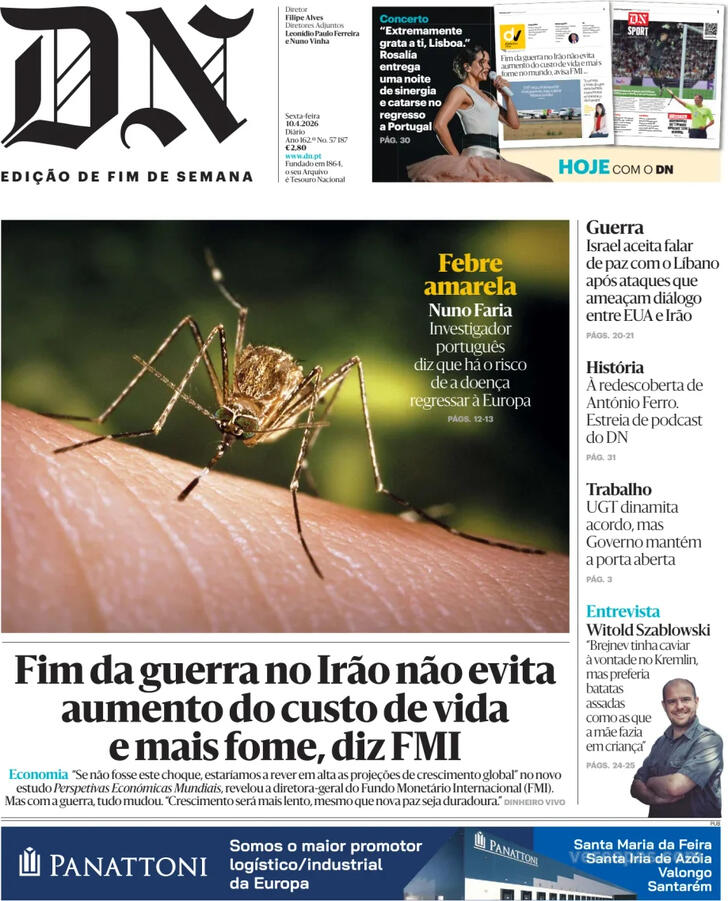 Capa Di�rio de Not�cias - 2026-04-10