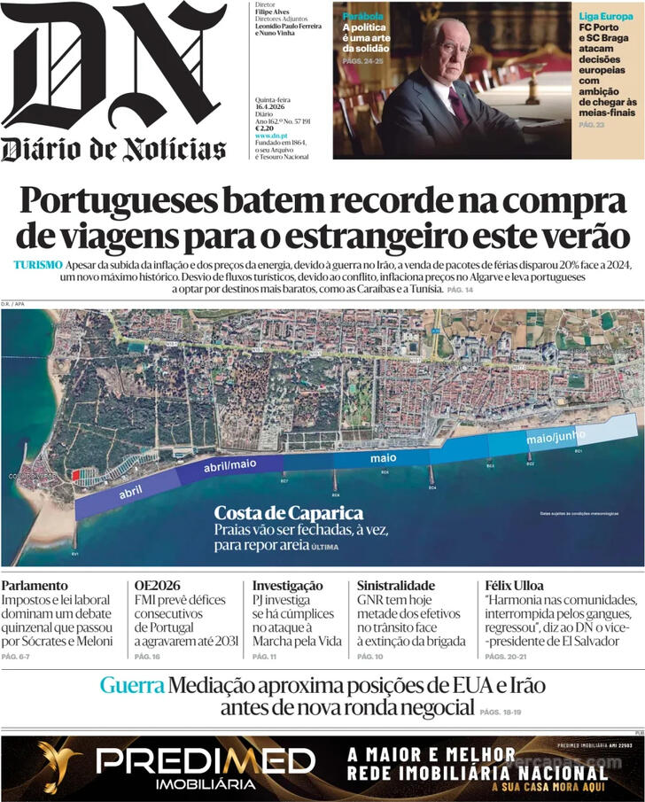 Capa Di�rio de Not�cias - 2026-04-16