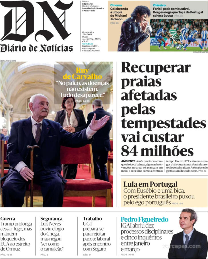 Capa Di�rio de Not�cias - 2026-04-22