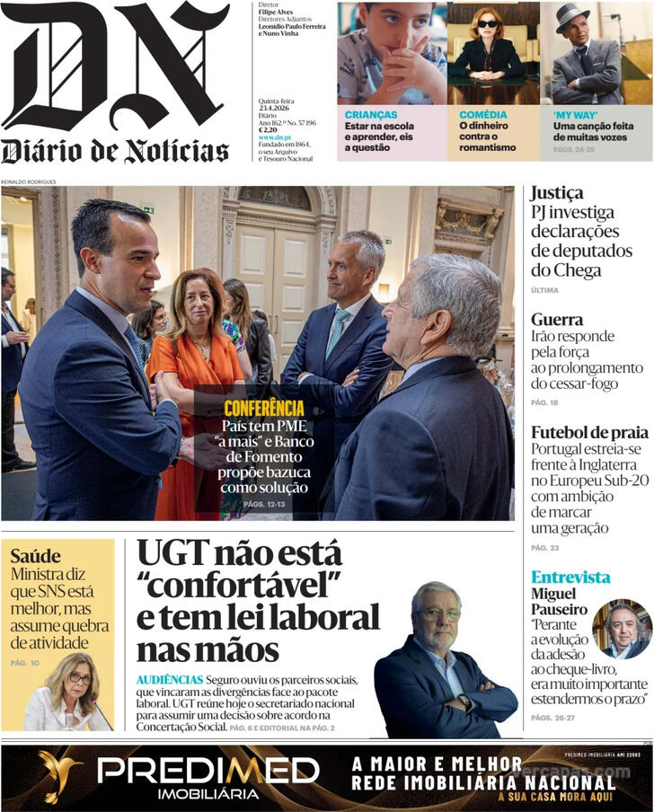 Capa Di�rio de Not�cias - 2026-04-23