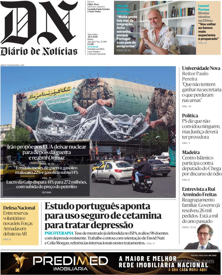 Capa Di�rio de Not�cias - 2026-04-28