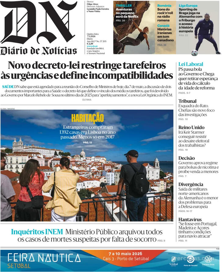 Capa Di�rio de Not�cias - 2026-05-07