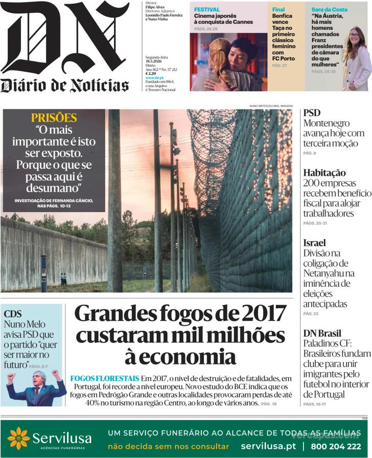Capa Di�rio de Not�cias - 2026-05-18