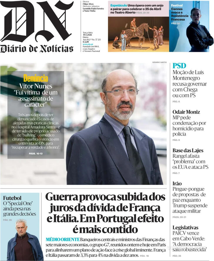 Capa Di�rio de Not�cias - 2026-05-19