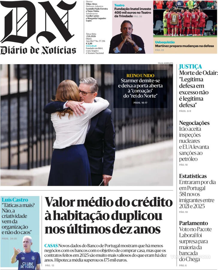 Capa Di�rio de Not�cias - 2026-06-23